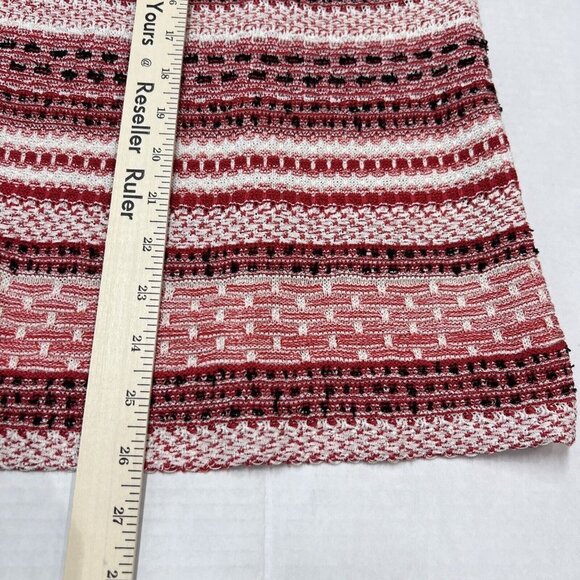 Misook 1X Sweater Blazer Zip Up Mixeid Pattern Striped Red White Artsy Office - Picture 6 of 9